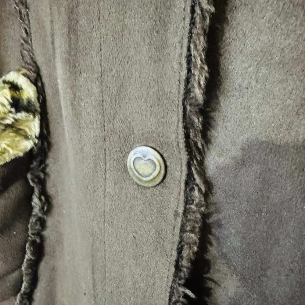Oshkosh Bgosh Girls Coat 5/6 Faux Fur Leopard‎ Brown Hooded Pockets